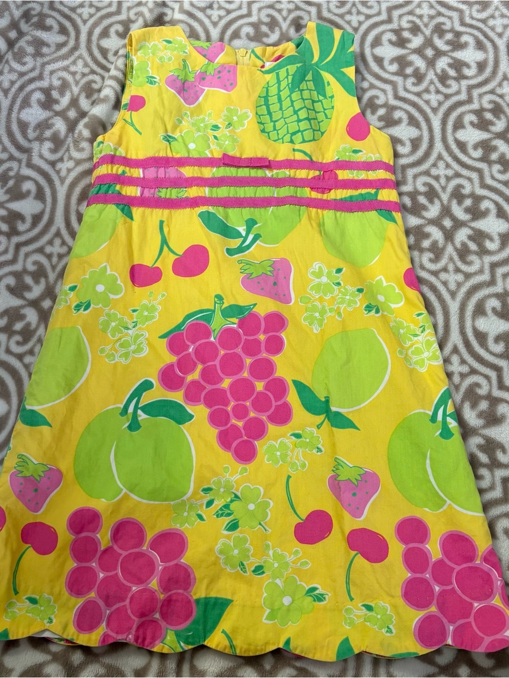 Lilly Pulitzer Yellow Green Pink Fruit Print Sleeveless Dress